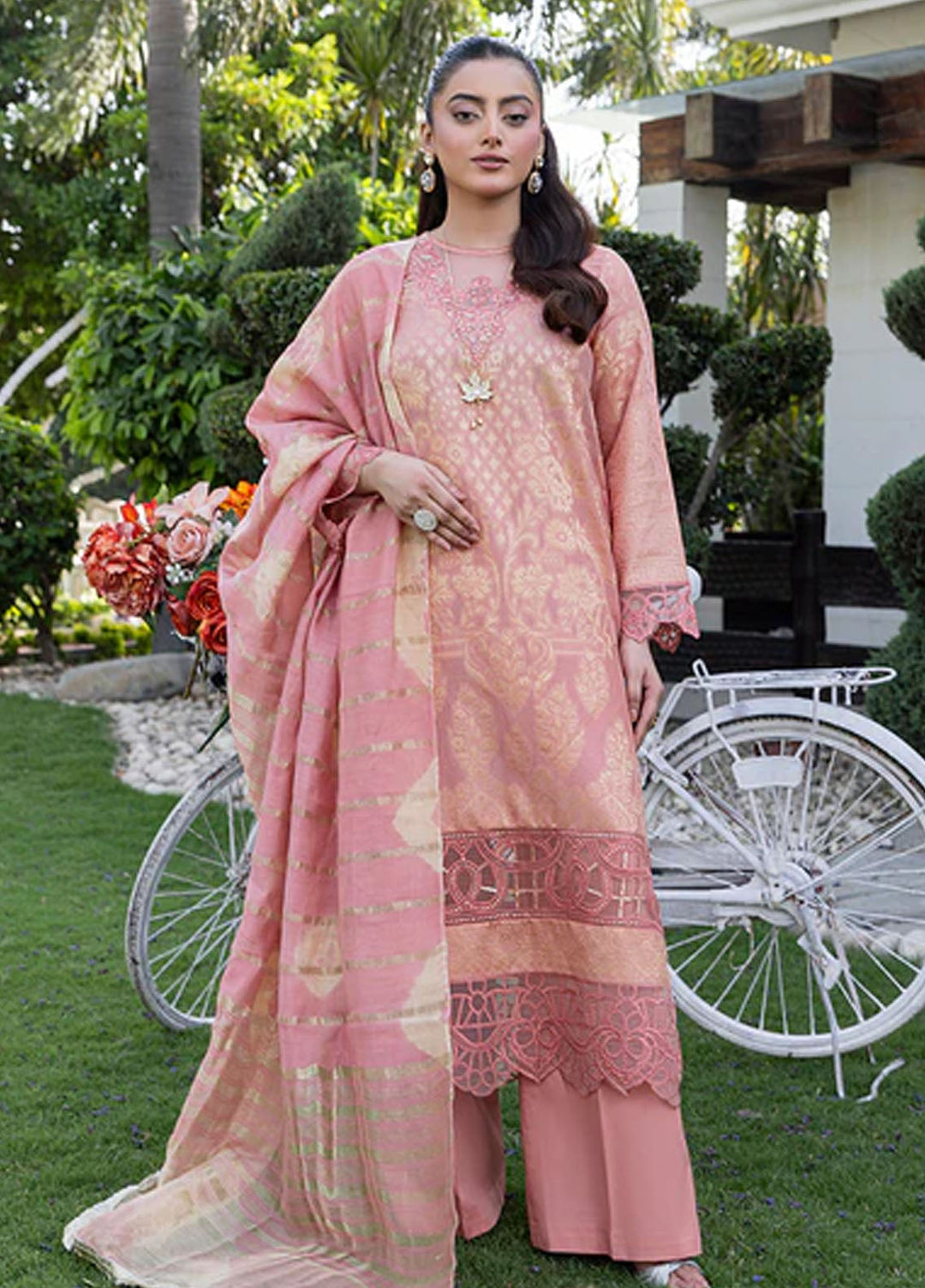 Zuri Pret Embroidered Lawn 3 Piece Suit Afreen JK-22 Peach