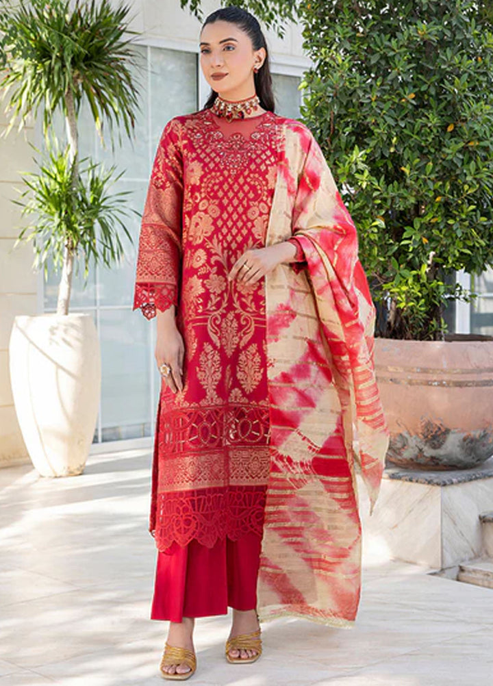 Zuri Pret Embroidered Lawn 3 Piece Suit Afreen JK-22 Red