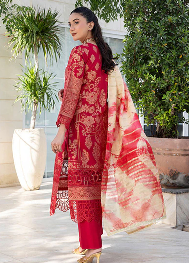 Zuri Pret Embroidered Lawn 3 Piece Suit Afreen JK-22 Red