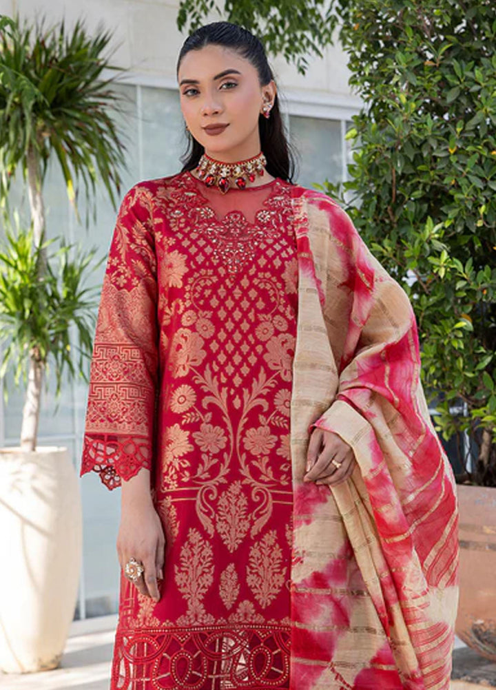 Zuri Pret Embroidered Lawn 3 Piece Suit Afreen JK-22 Red