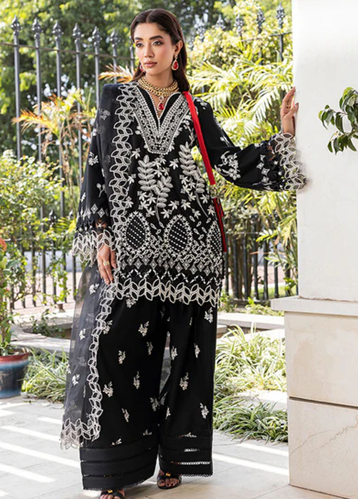 Zuri Pret Embroidered Lawn 3 Piece Suit Diana LP-03 Black