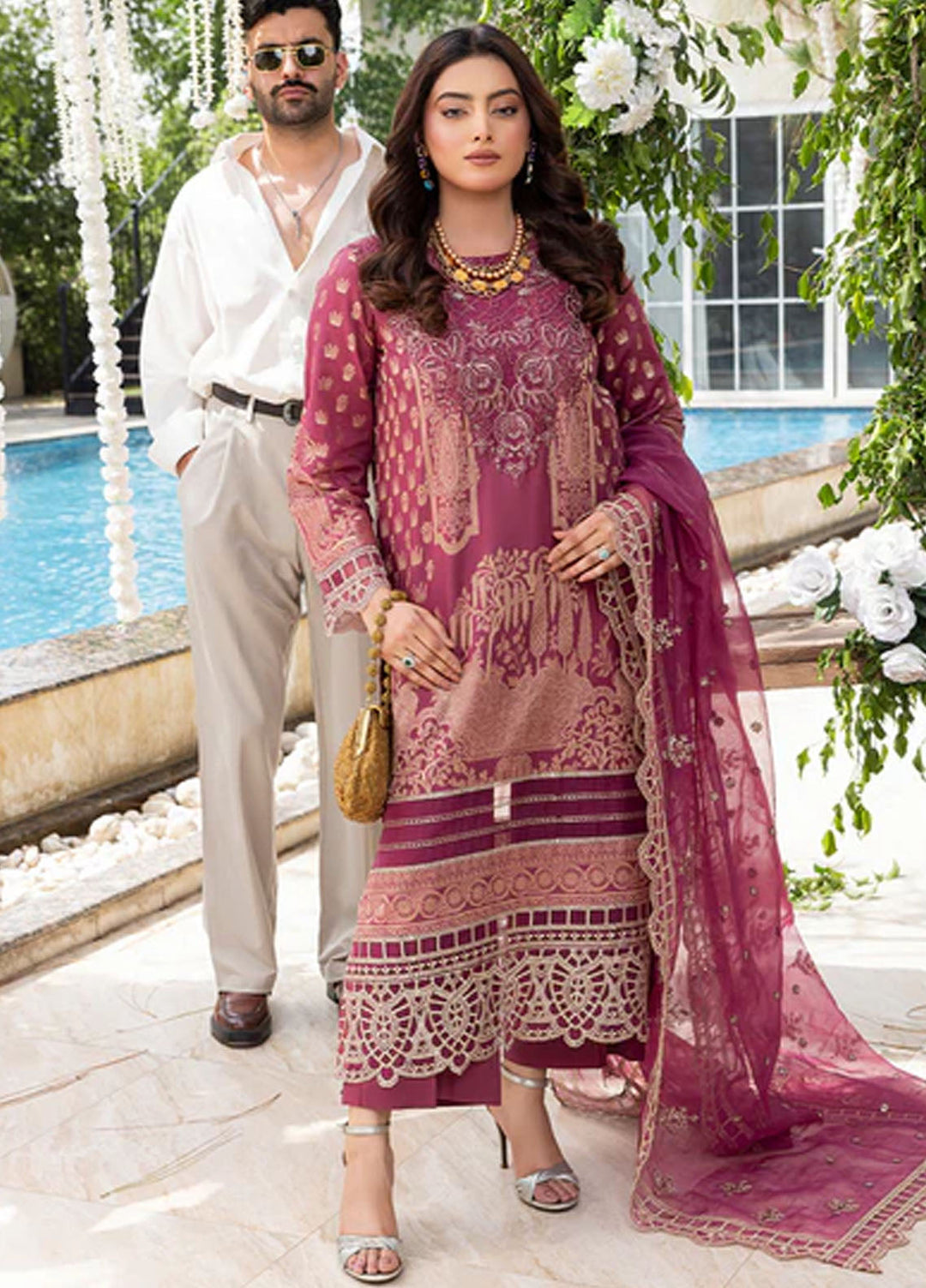 Zuri Pret Embroidered Lawn 3 Piece Suit Saanvi JK-18 Mauve