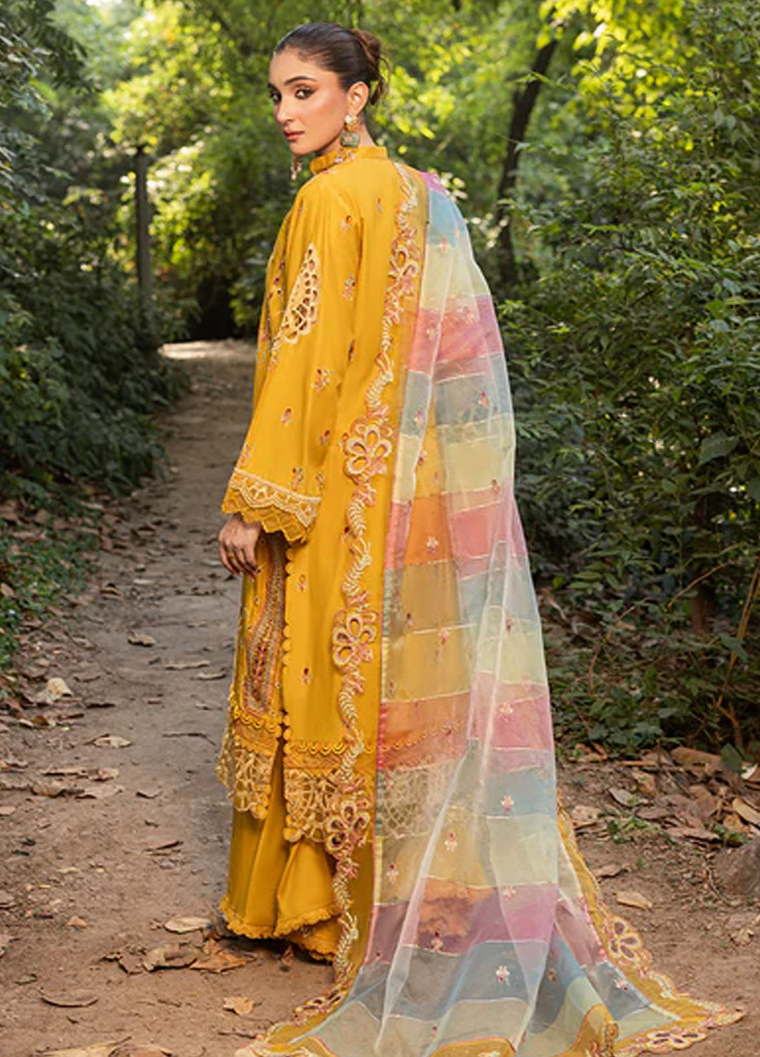 Zuri Pret Embroidered Lawn 3 Piece Suit Maheen UN-103 Mustard