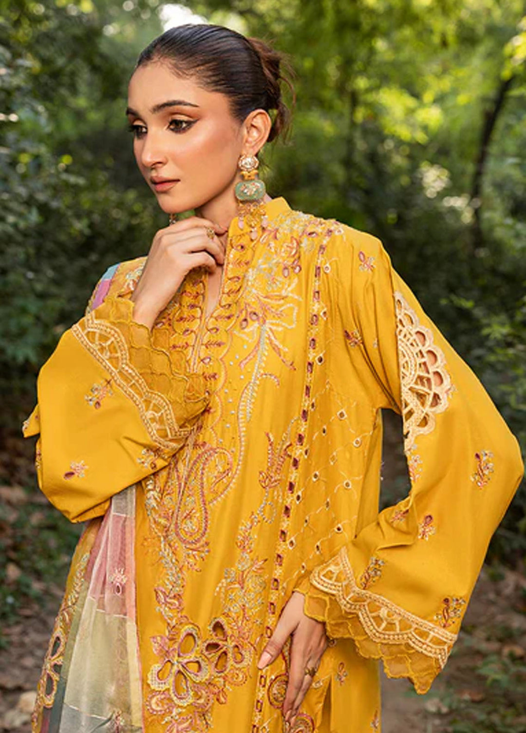Zuri Pret Embroidered Lawn 3 Piece Suit Maheen UN-103 Mustard
