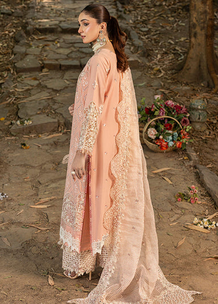 Zuri Pret Embroidered Lawn 3 Piece Suit Mehtaab UN-102 Peach