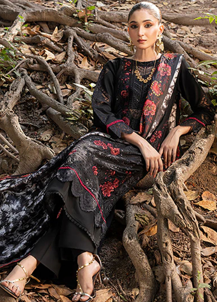 Zuri Pret Embroidered Lawn 3 Piece Suit Najmeh UN-105 Black