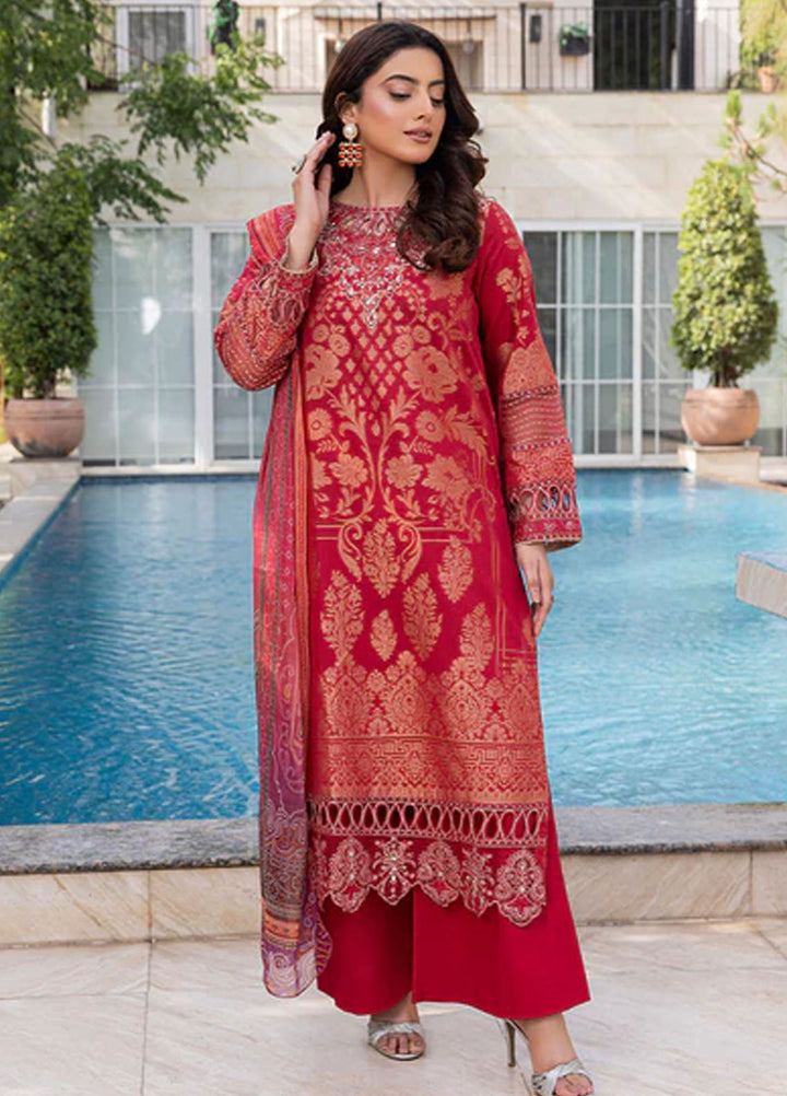 Zuri Pret Embroidered Lawn 3 Piece Suit Nureh JK-17 Red