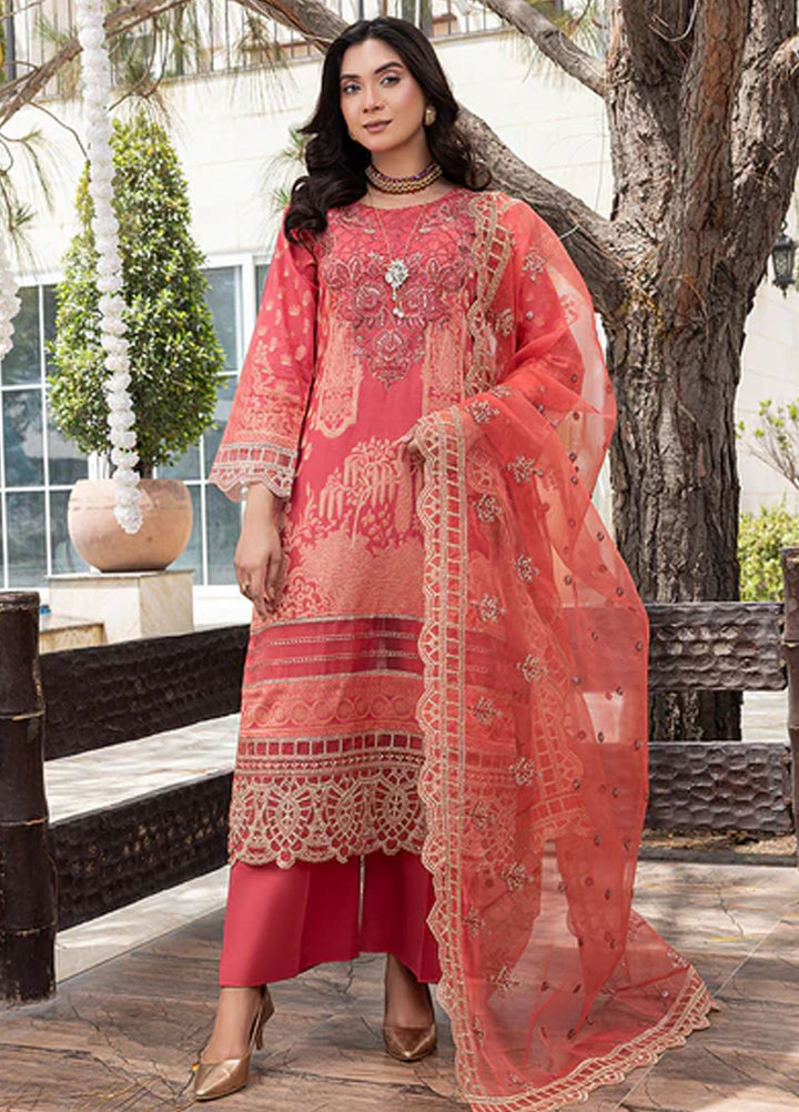 Zuri Pret Embroidered Lawn 3 Piece Suit Saanvi JK-18 Deep Pink