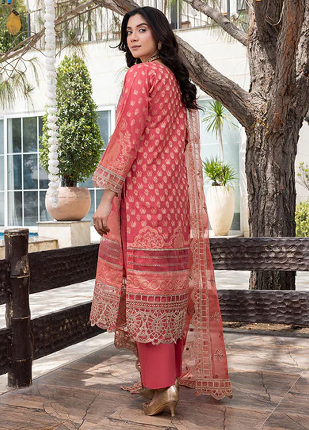 Zuri Pret Embroidered Lawn 3 Piece Suit Saanvi JK-18 Deep Pink