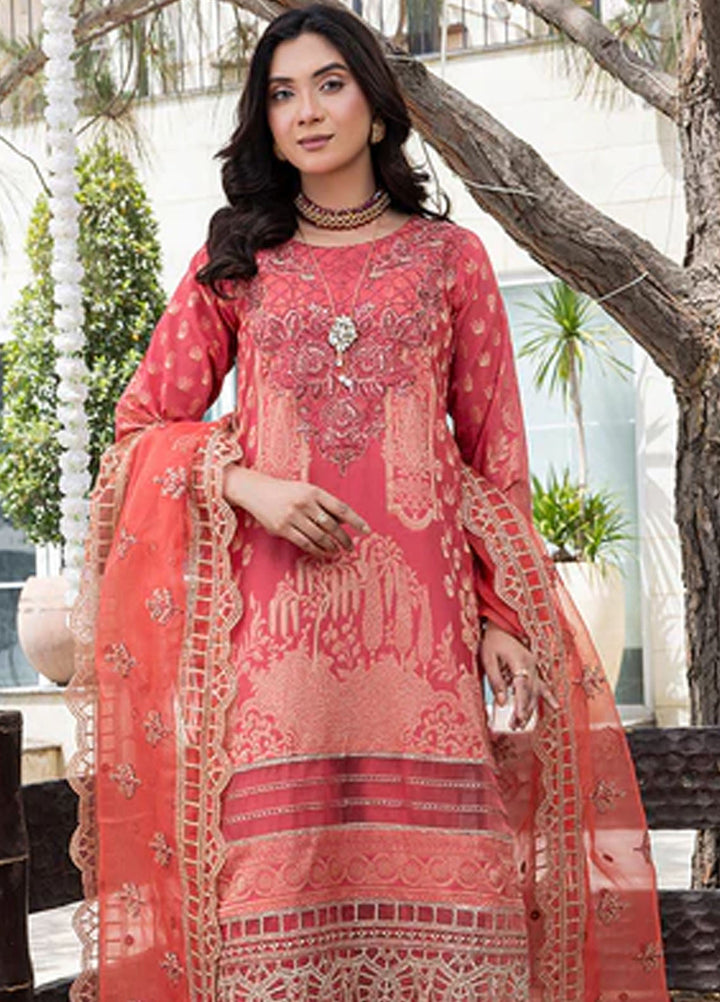 Zuri Pret Embroidered Lawn 3 Piece Suit Saanvi JK-18 Deep Pink