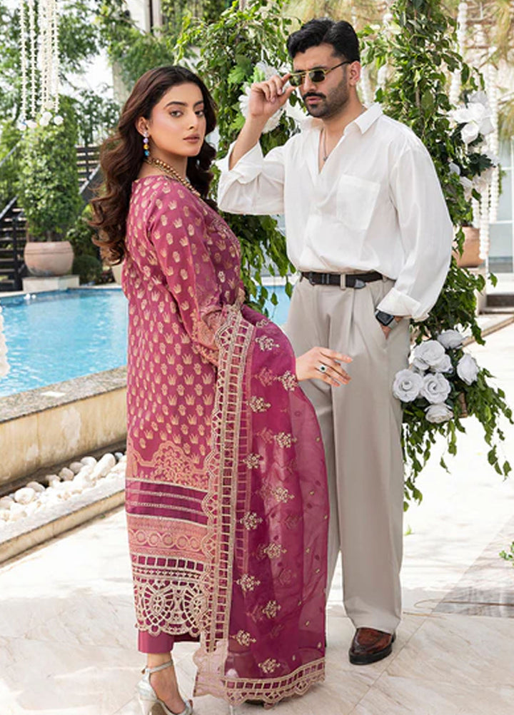 Zuri Pret Embroidered Lawn 3 Piece Suit Saanvi JK-18 Mauve