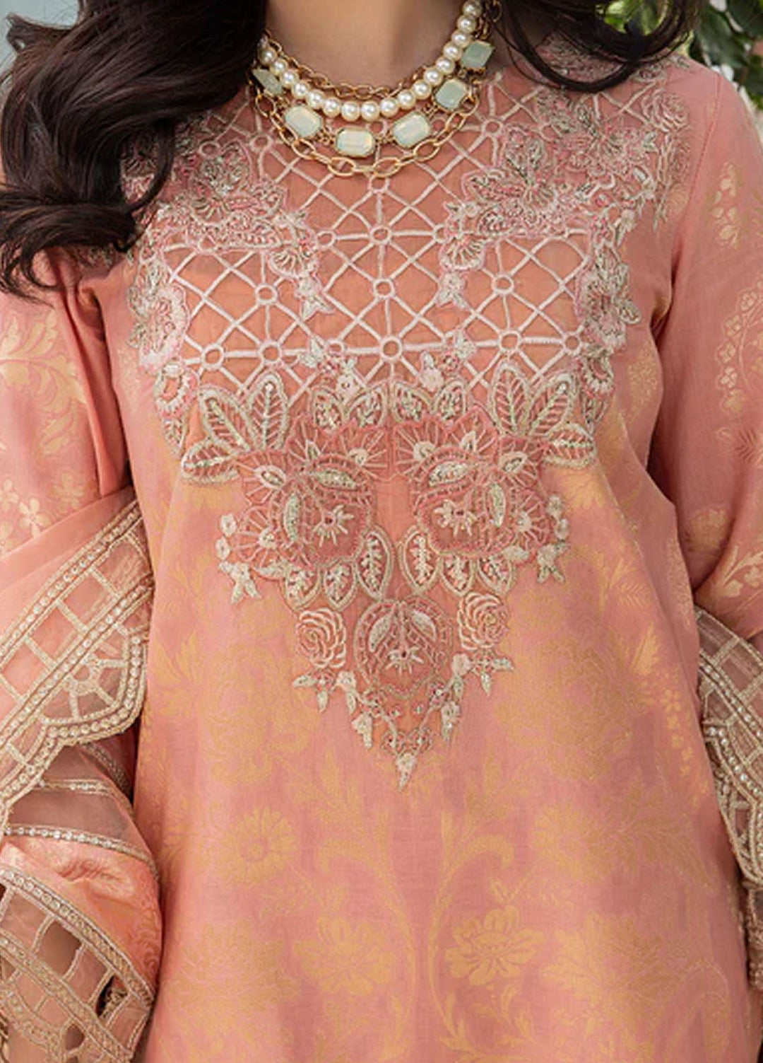 Zuri Pret Embroidered Lawn 3 Piece Suit Saanvi JK-18 Peach
