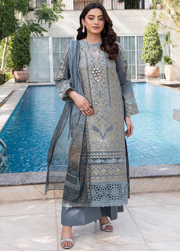 Zuri Pret Embroidered Lawn 3 Piece Suit Safinaz JK-19 Grey