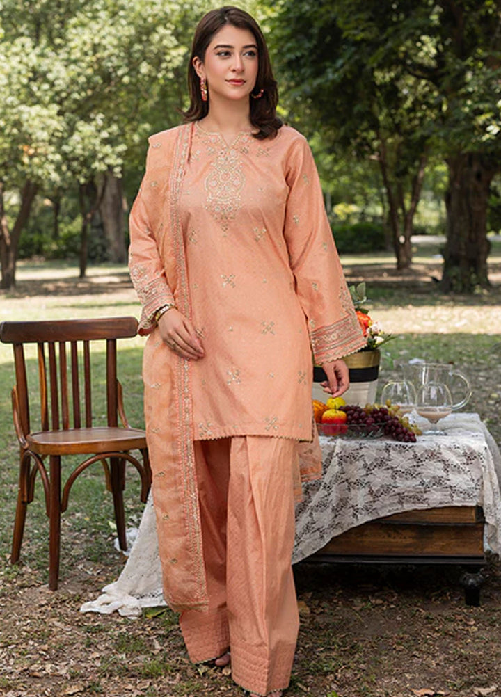 Zuri Pret Embroidered Lawn 3 Piece Suit Wania ZP-02 Peach