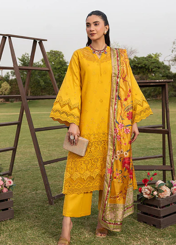 Zuri Pret Embroiered Cotton 3 Piece Suit Marina AK-5060 Mustard