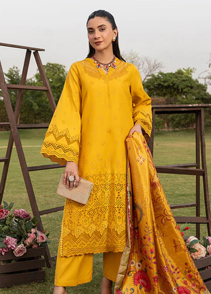 Zuri Pret Embroiered Cotton 3 Piece Suit Marina AK-5060 Mustard