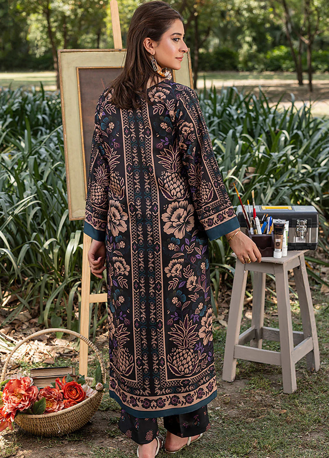 Zuri Pret Printed Lawn 2 Piece Suit Mahpara ZS-40 Black