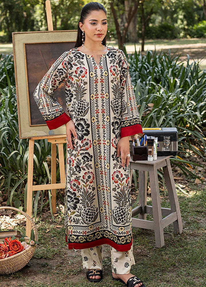Zuri Pret Printed Lawn 2 Piece Suit Mahpara ZS-40 Cream