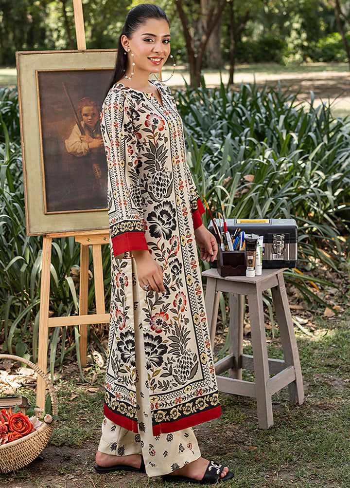 Zuri Pret Printed Lawn 2 Piece Suit Mahpara ZS-40 Cream