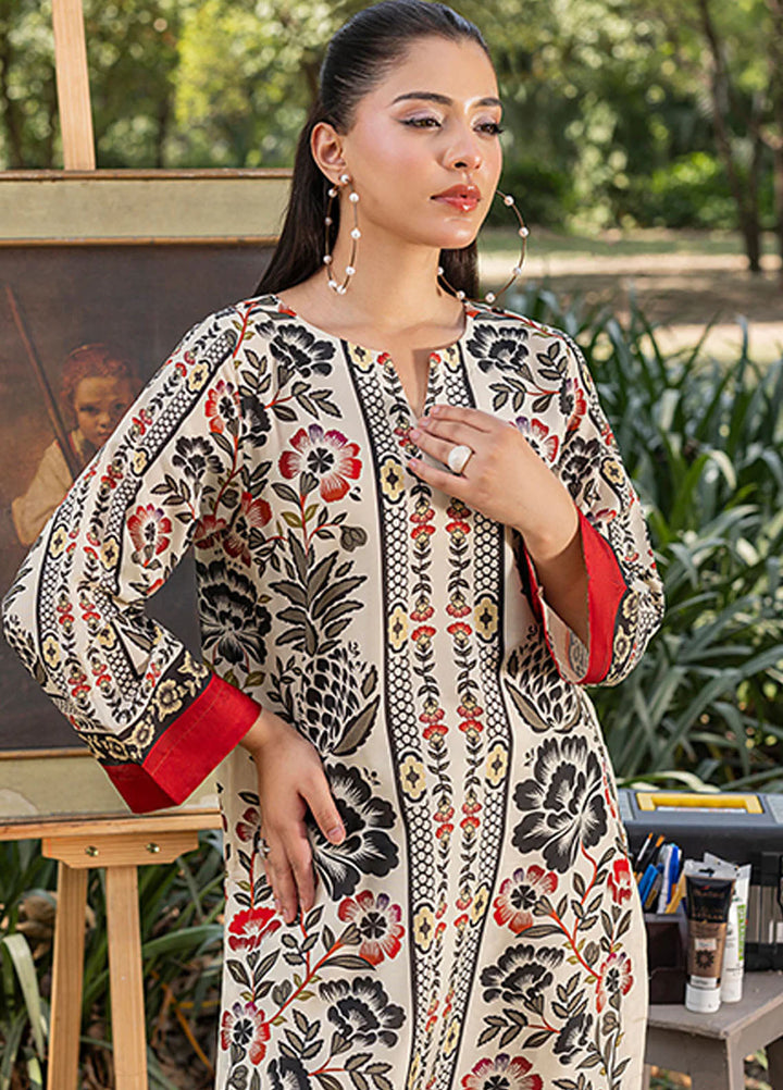 Zuri Pret Printed Lawn 2 Piece Suit Mahpara ZS-40 Cream