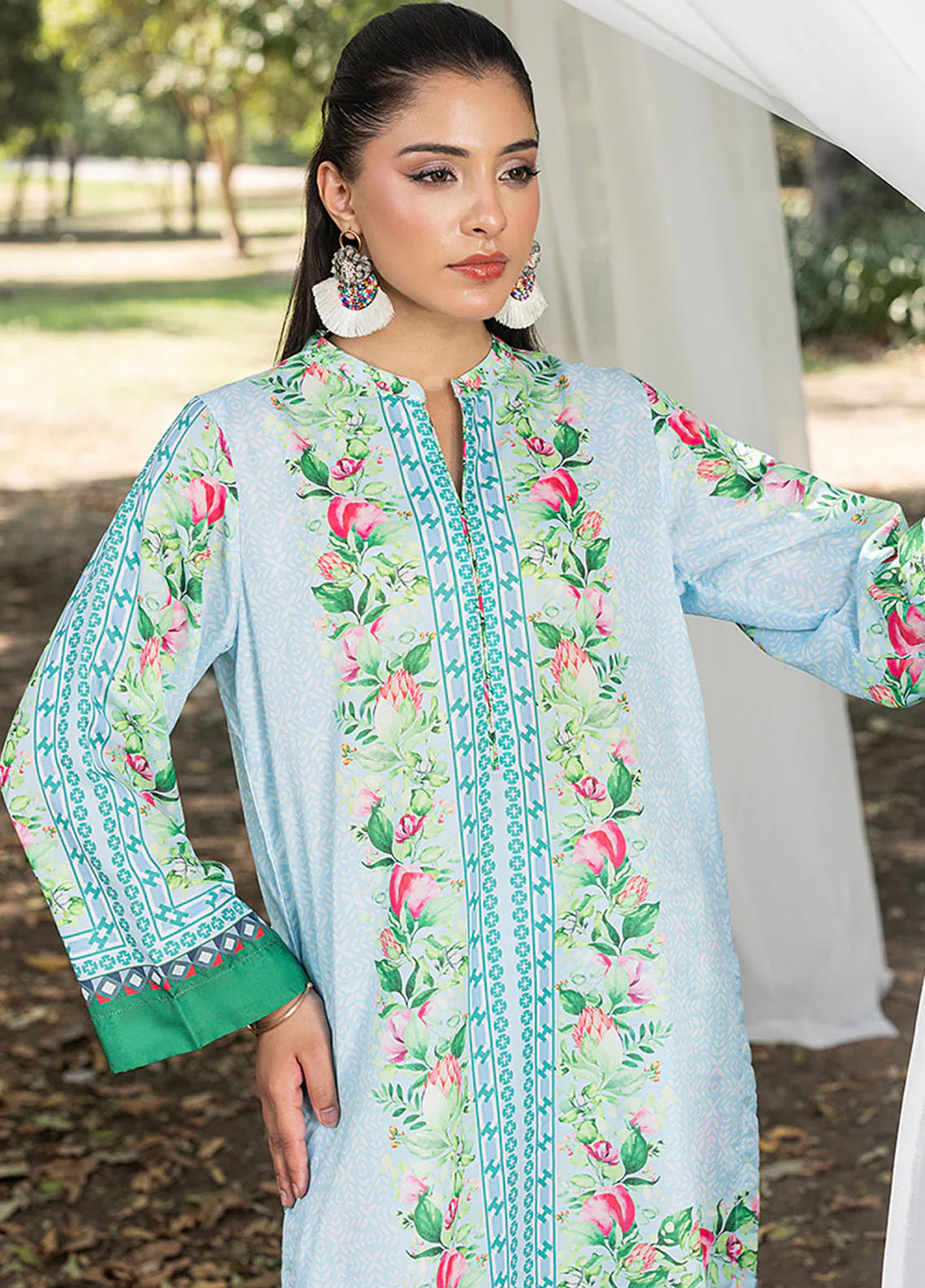 Zuri Pret Printed Lawn 2 Piece Suit Nafees ZS-39 Sky Blue