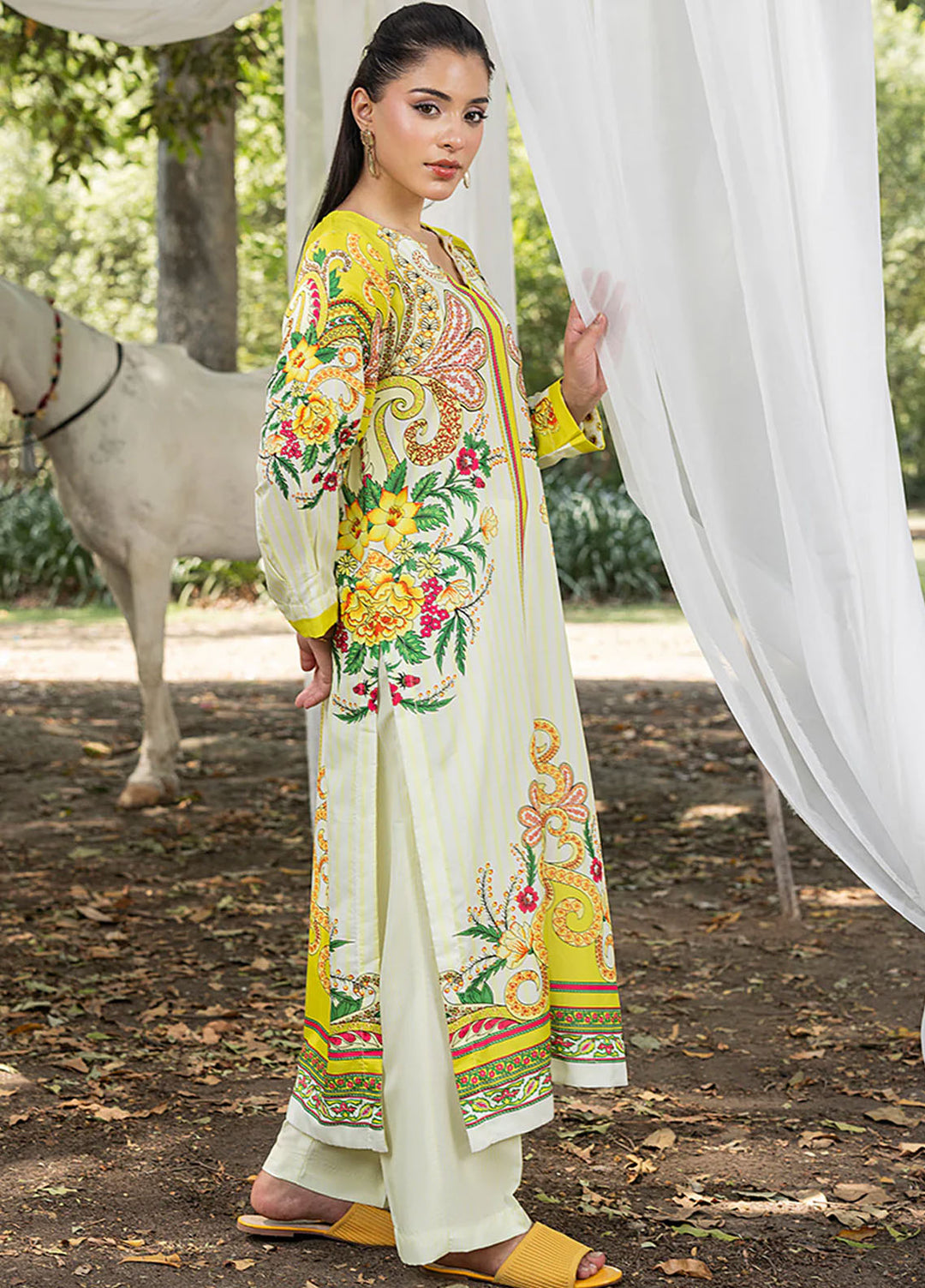 Zuri Pret Printed Lawn 2 Piece Suit Naira ZS-41 Chartreuse