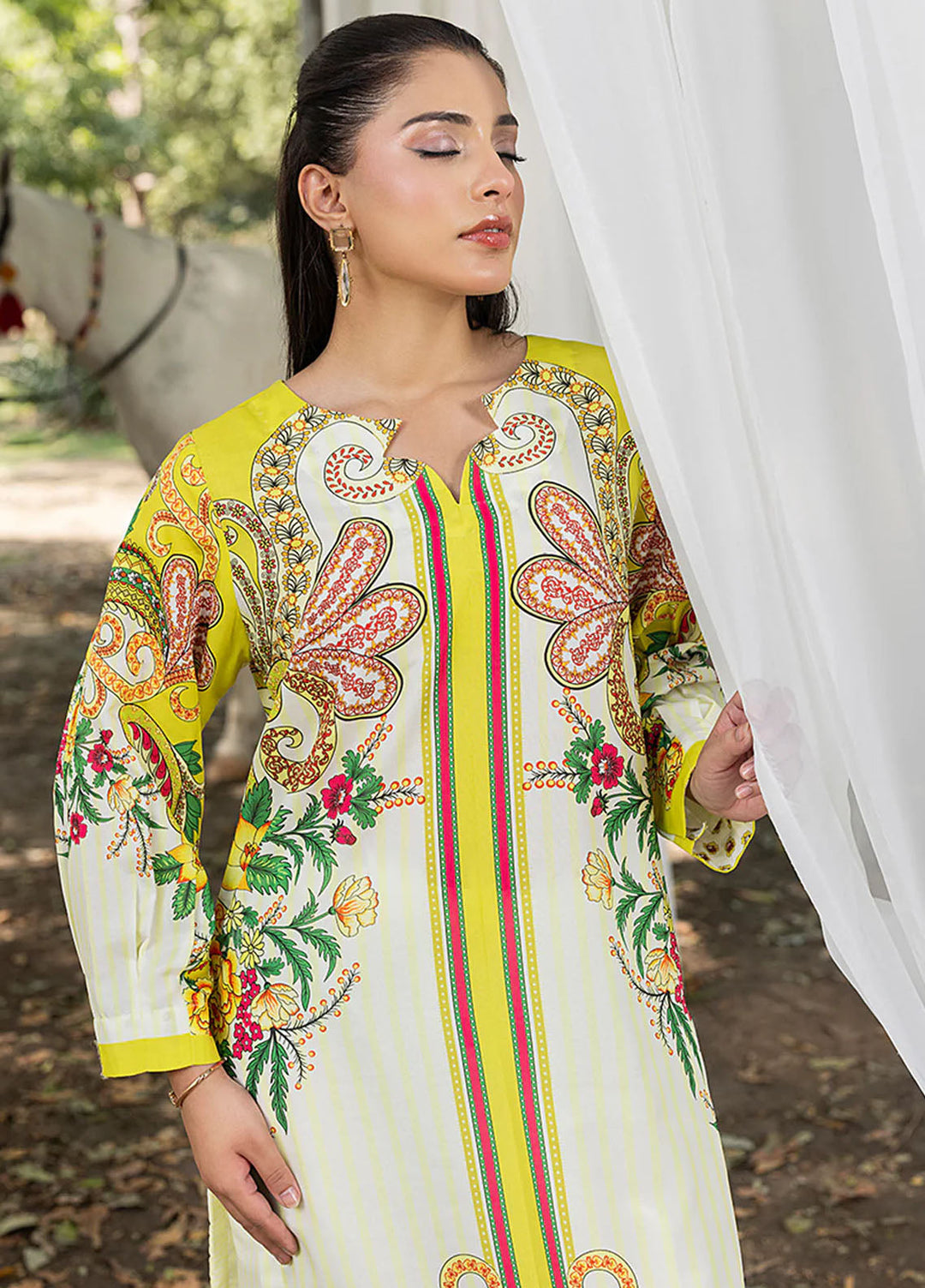 Zuri Pret Printed Lawn 2 Piece Suit Naira ZS-41 Chartreuse