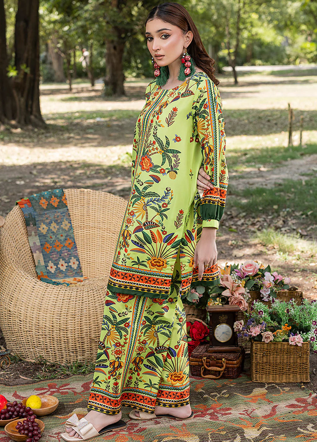 Zuri Pret Printed Lawn 2 Piece Suit Ruhi ZS-37 Lime Green