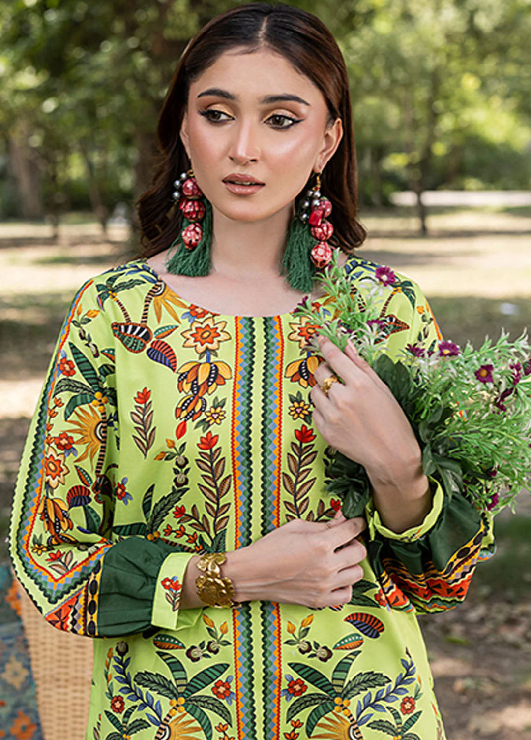 Zuri Pret Printed Lawn 2 Piece Suit Ruhi ZS-37 Lime Green