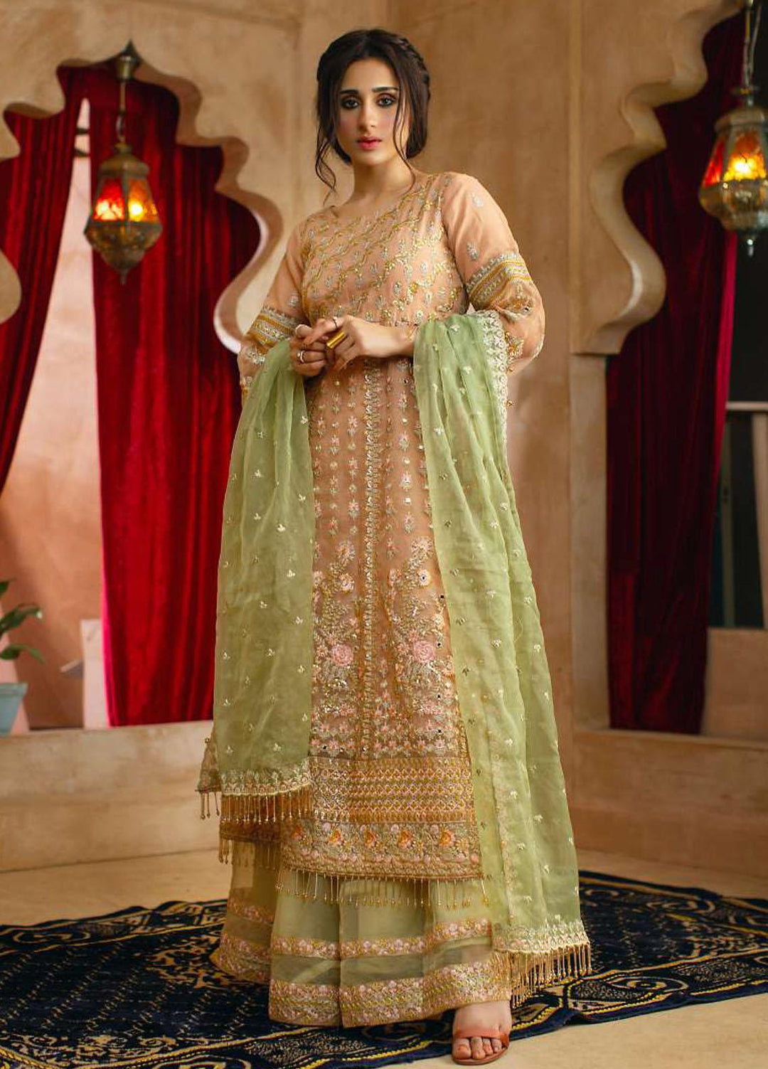 Zurr Haseen By AB Textiles Embroidered Organza Suits Unstitched 3 Piece AB21ZH 03 Rose Quartz - Luxury Collection