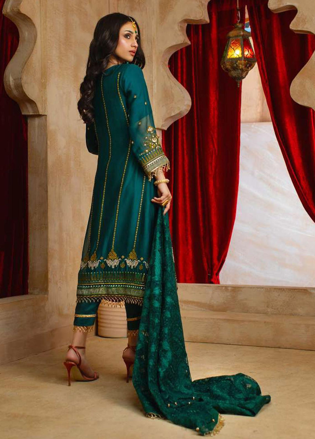 Zurr Haseen By AB Textiles Embroidered Chiffon Suits Unstitched 3 Piece AB21ZH 04 Ruby - Luxury Collection