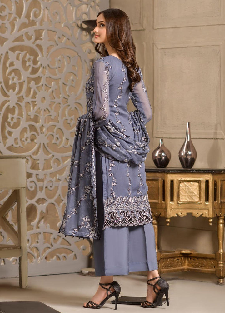 Zurr Signature by AB Textiles  Embroidered Chiffon Suits Unstitched 3 Piece AB21SC ZSLC-01 - Festive Collection