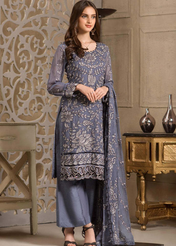 Zurr Signature by AB Textiles  Embroidered Chiffon Suits Unstitched 3 Piece AB21SC ZSLC-01 - Festive Collection