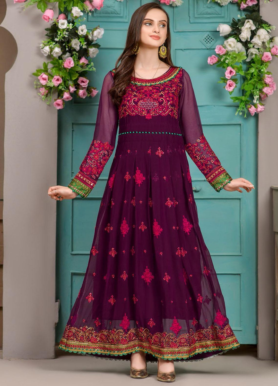 Zurr Signature by AB Textiles  Embroidered Chiffon Suits Unstitched 3 Piece AB21SC ZSLC-02 - Festive Collection