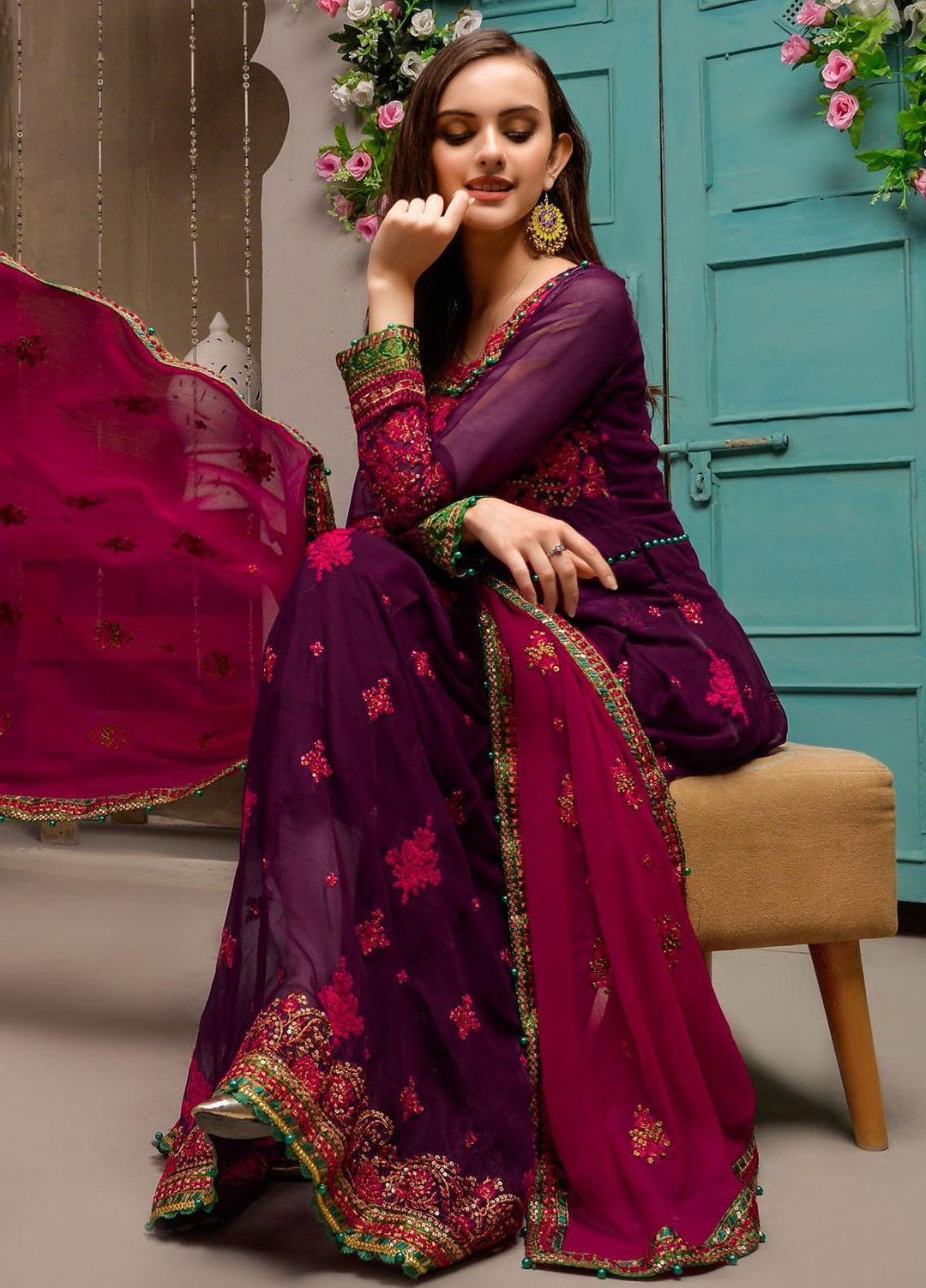 Zurr Signature by AB Textiles  Embroidered Chiffon Suits Unstitched 3 Piece AB21SC ZSLC-02 - Festive Collection