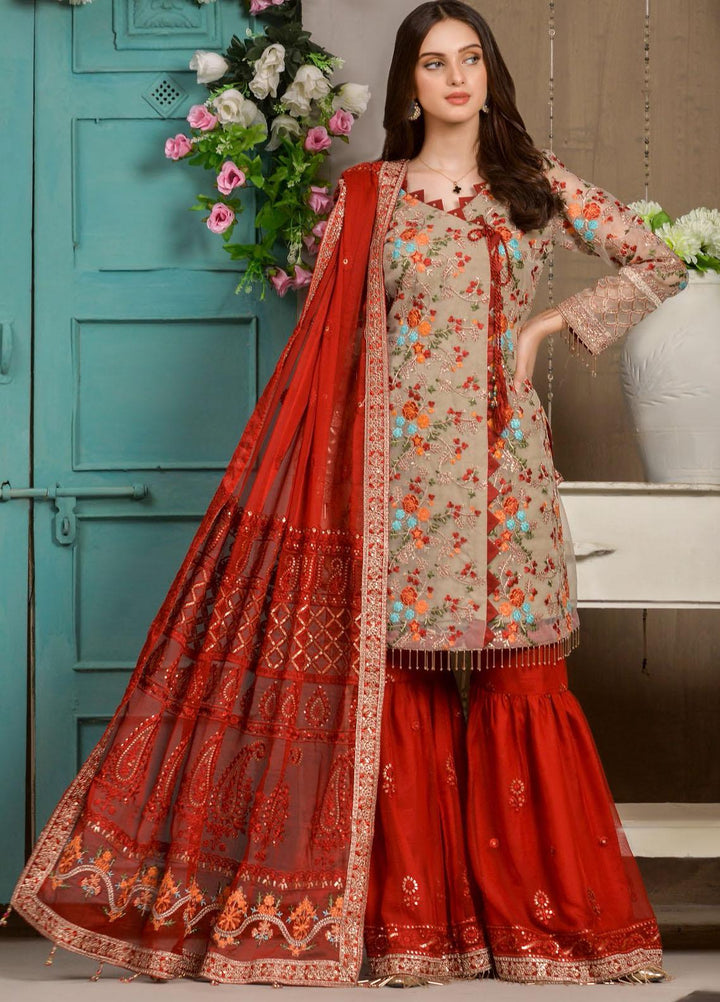 Zurr Signature by AB Textiles  Embroidered Chiffon Suits Unstitched 3 Piece AB21SC ZSLC-03 - Festive Collection