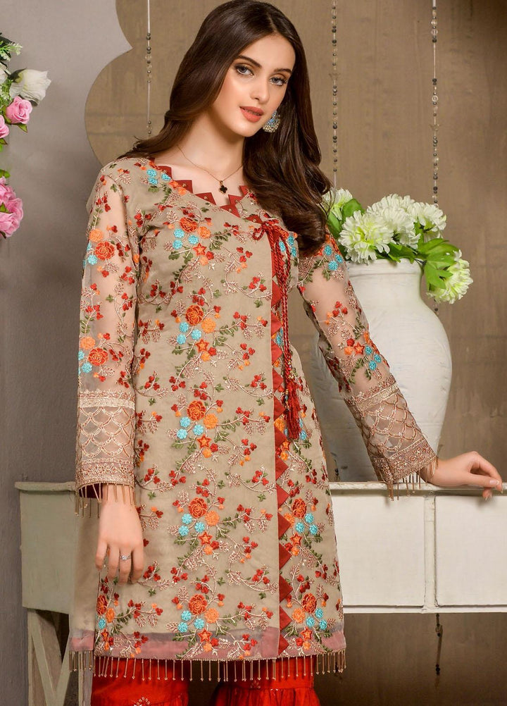 Zurr Signature by AB Textiles  Embroidered Chiffon Suits Unstitched 3 Piece AB21SC ZSLC-03 - Festive Collection