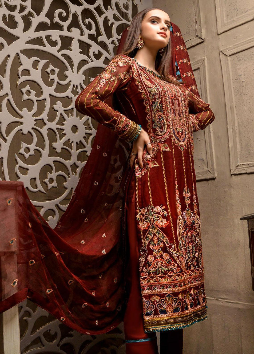 Zurr Signature by AB Textiles  Embroidered Chiffon Suits Unstitched 3 Piece AB21SC ZSLC-06 - Festive Collection