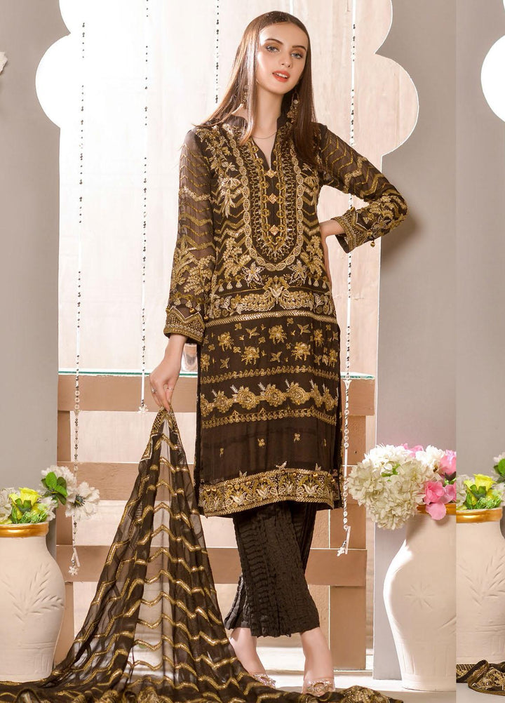 Zurr Signature by AB Textiles  Embroidered Chiffon Suits Unstitched 3 Piece AB21SC ZSLC-07 - Festive Collection