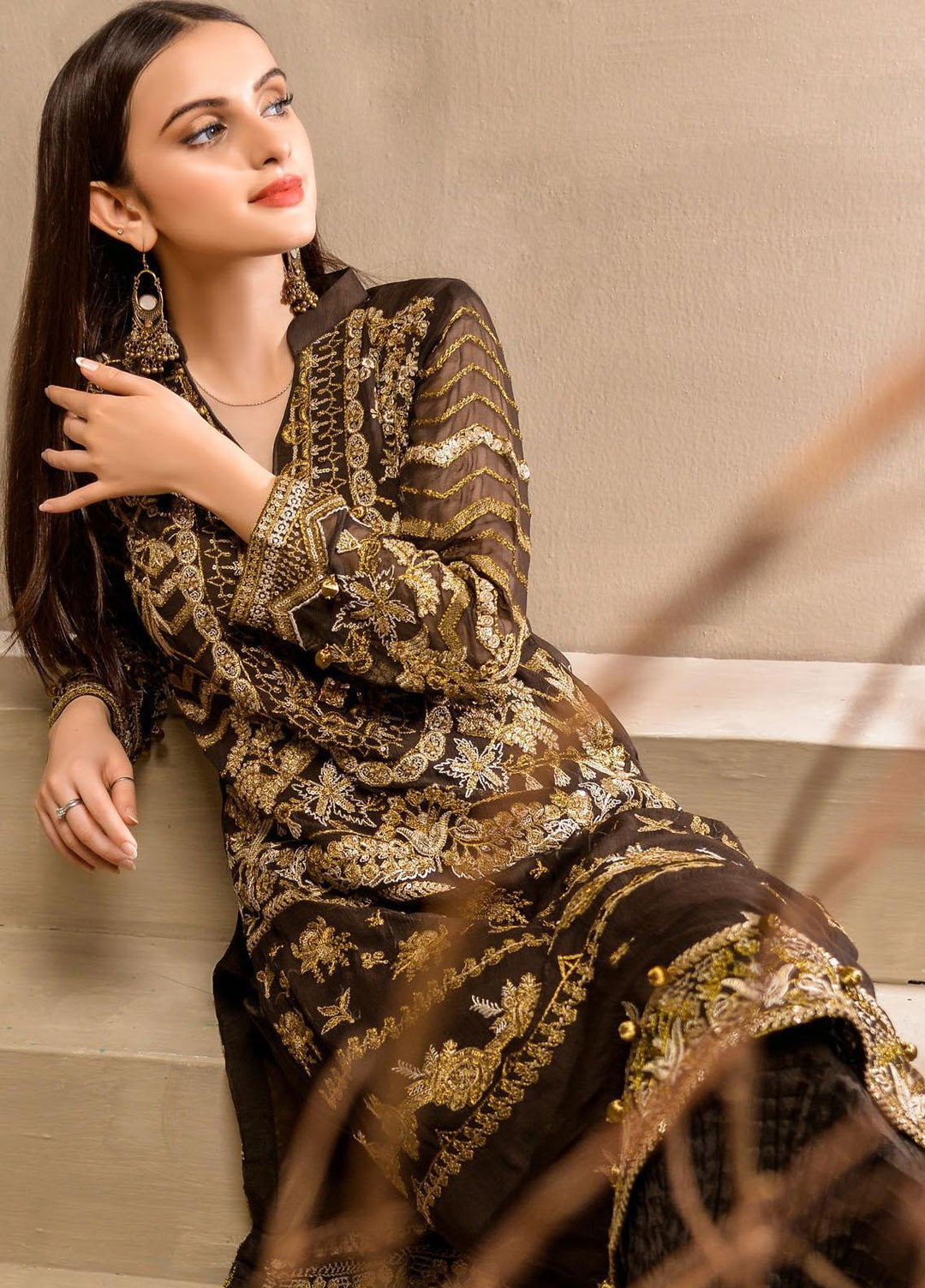 Zurr Signature by AB Textiles  Embroidered Chiffon Suits Unstitched 3 Piece AB21SC ZSLC-07 - Festive Collection