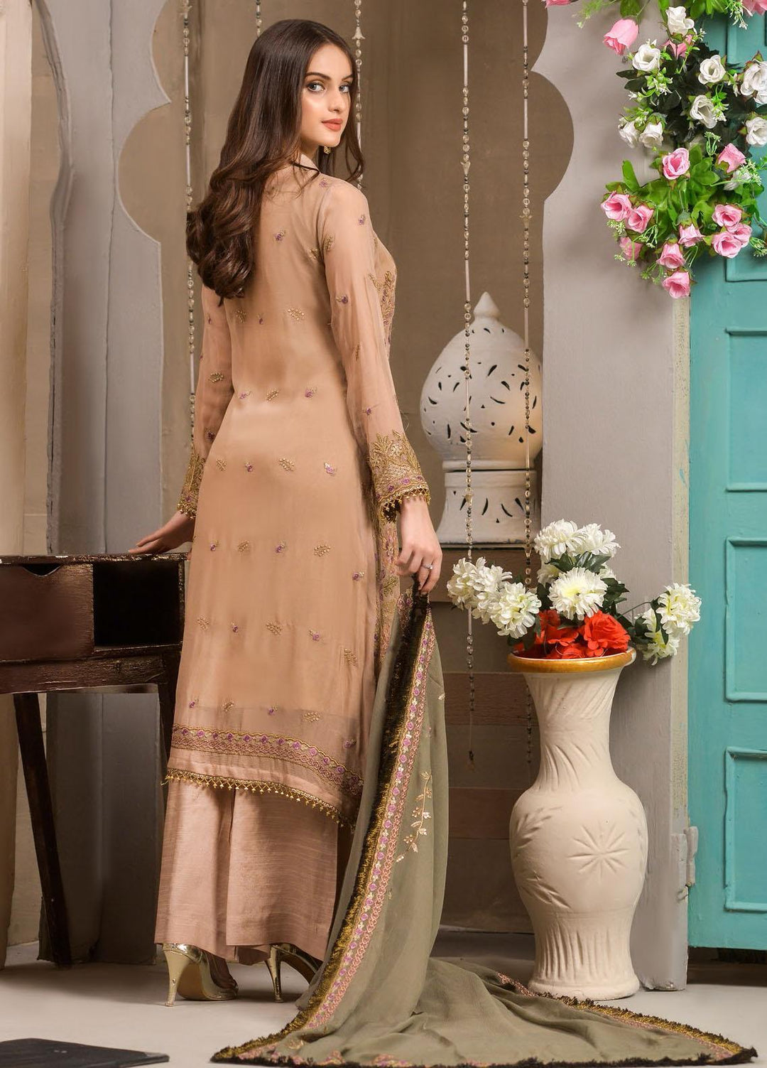 Zurr Signature by AB Textiles  Embroidered Chiffon Suits Unstitched 3 Piece AB21SC ZSLC-08 - Festive Collection
