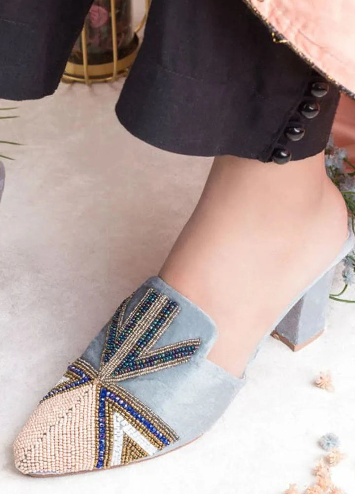 Zuruj Festive Style Heel Mules HM-261-Silver