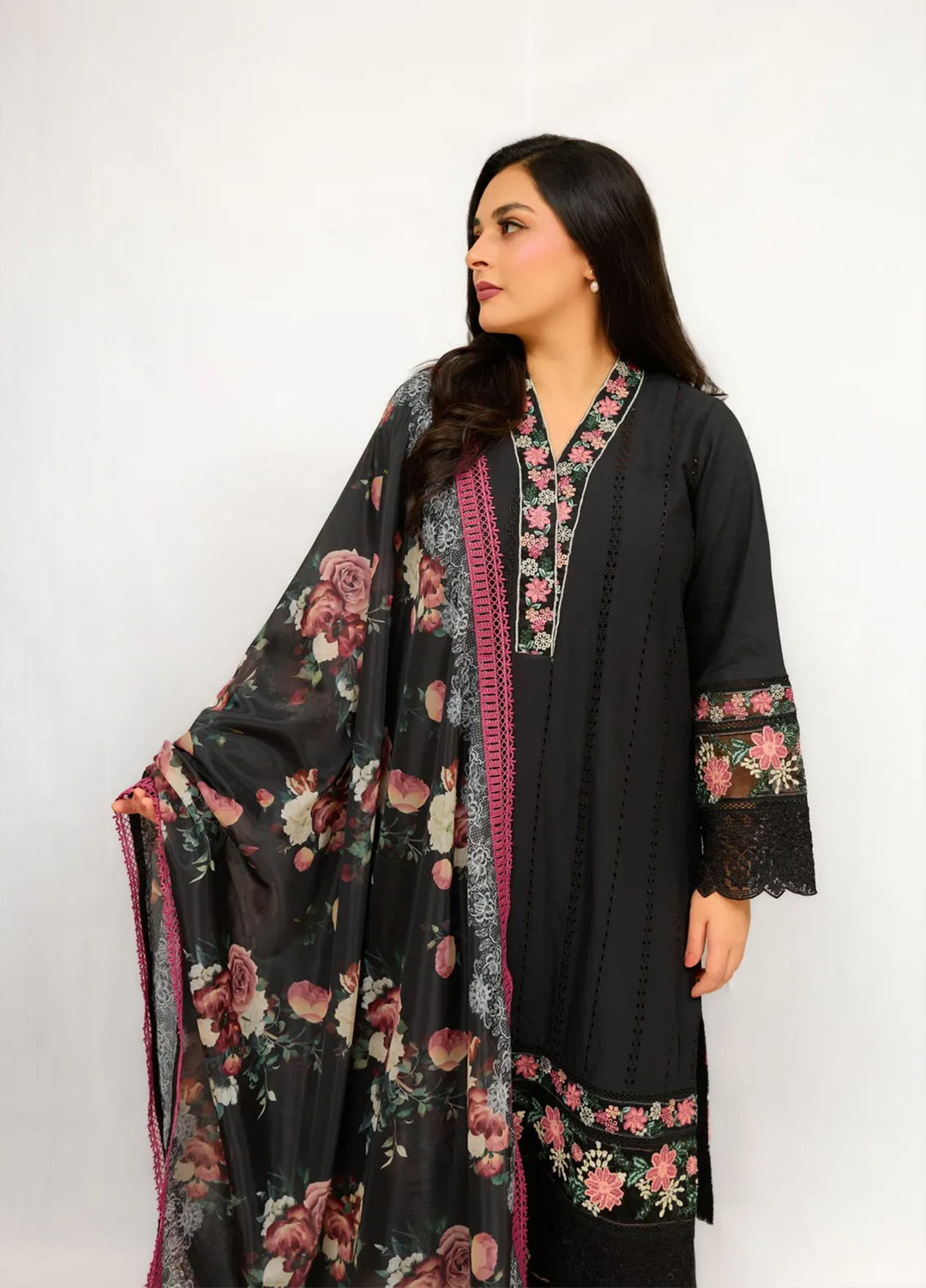 Zyna Embroidered Cambric Suits Unstitched 3 Piece D12-Cassia - Summer Collection