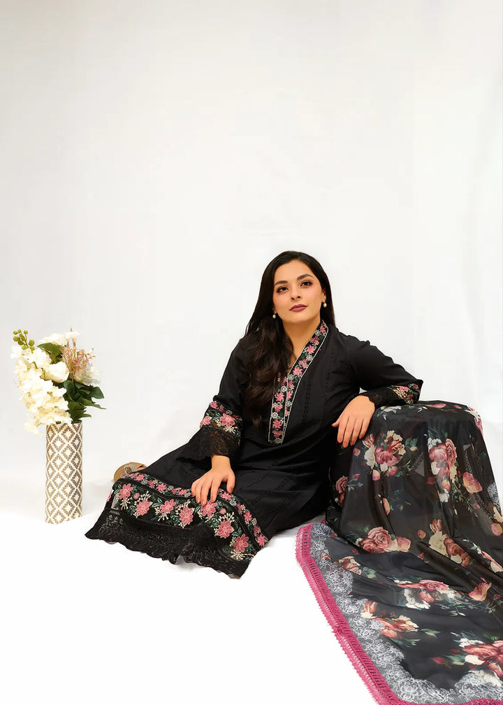 Zyna Embroidered Cambric Suits Unstitched 3 Piece D12-Cassia - Summer Collection