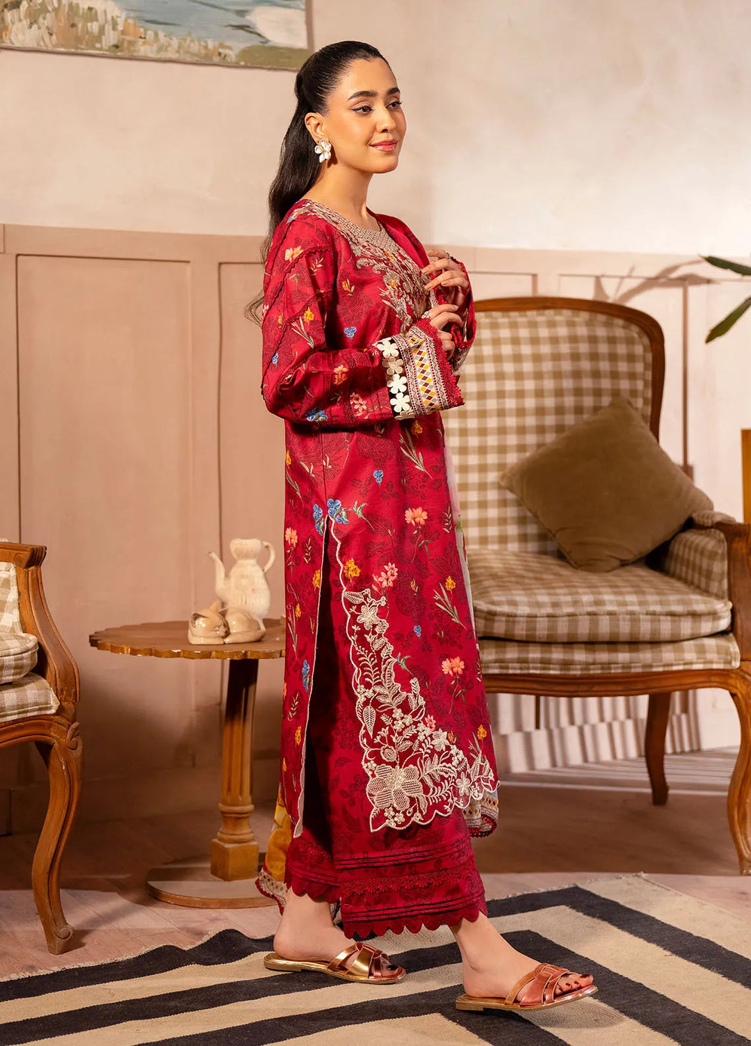 Zync by Florent Embroidered Lawn Suit Unstitched 3 Piece FL25ZD FL-8B - Summer Collection