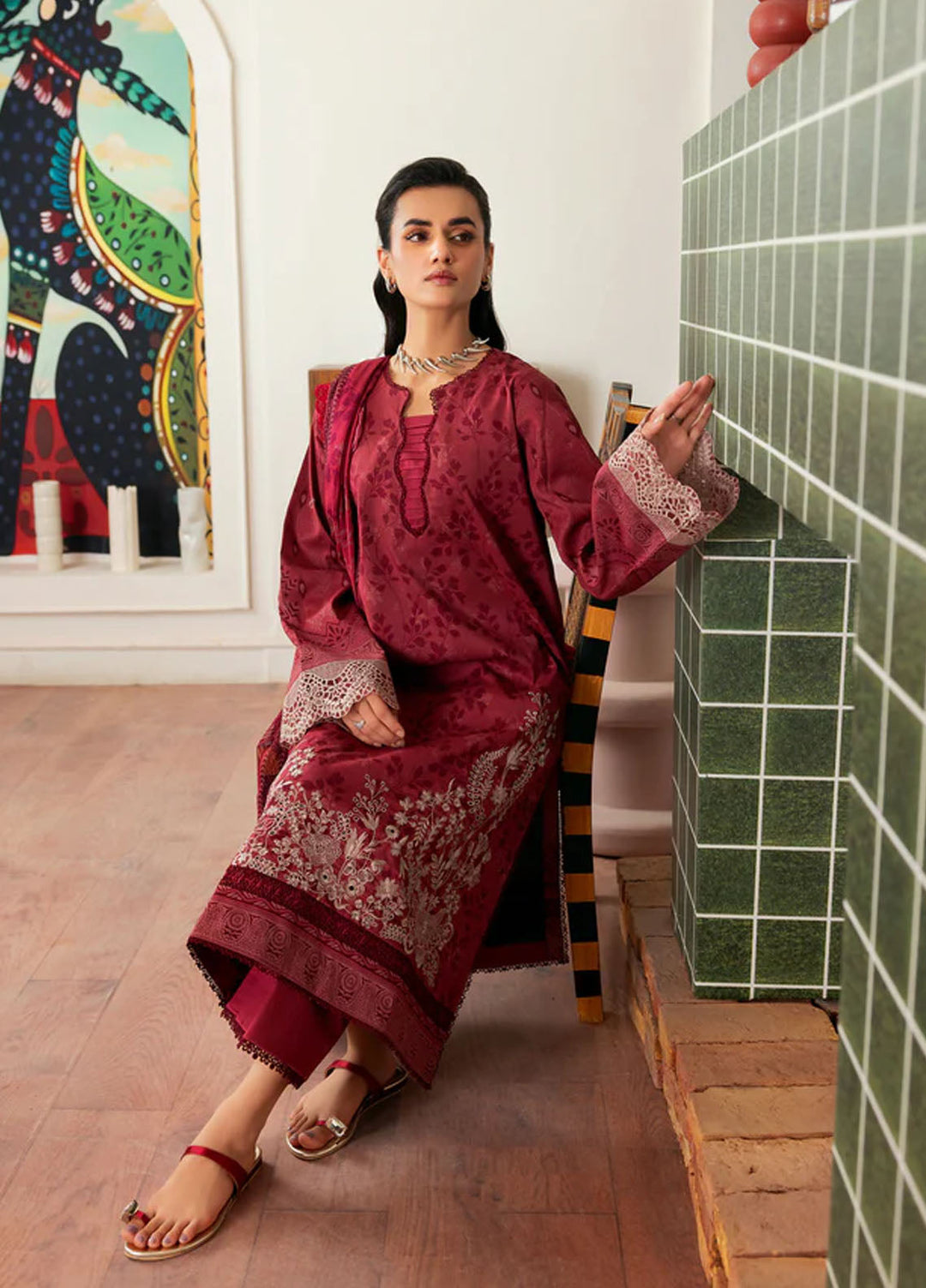 Zync by Florent Embroidered Lawn Suits Unstitched 3 Piece FL25ZDW ZY-8 - Summer Collection